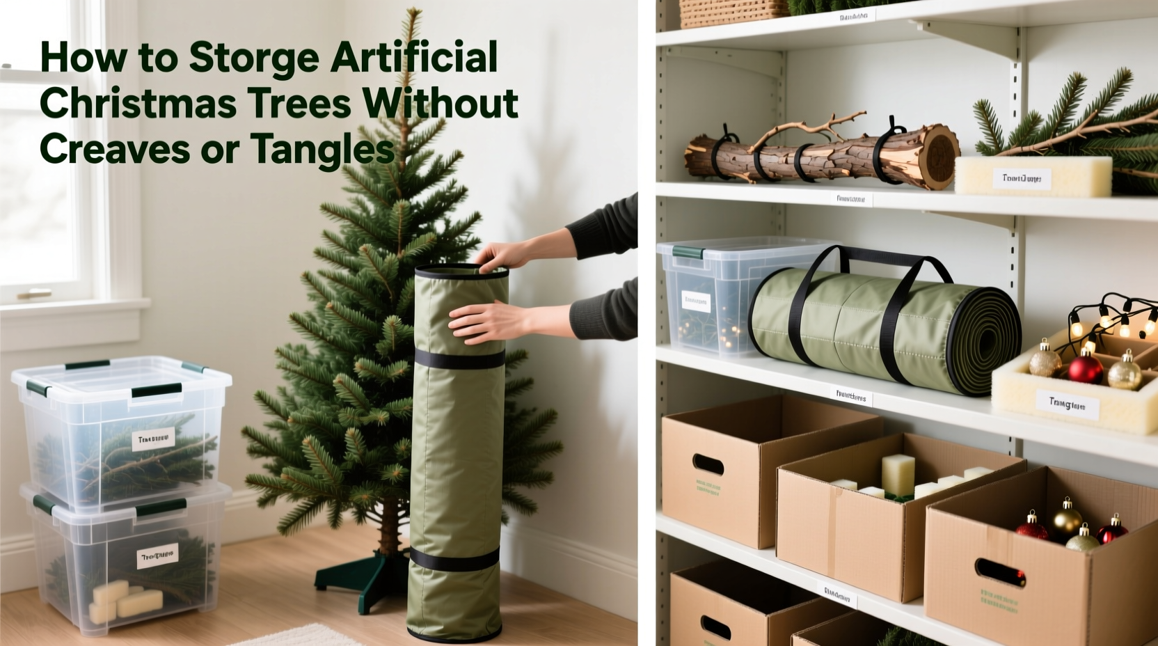 how to store artificial christmas trees without getting creases or tangles