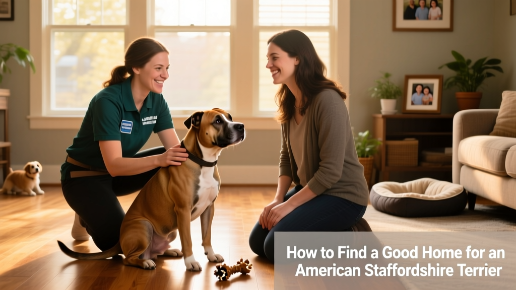 Trusted volunteer from a local rescue conducting a friendly home visit with a prospective adopter