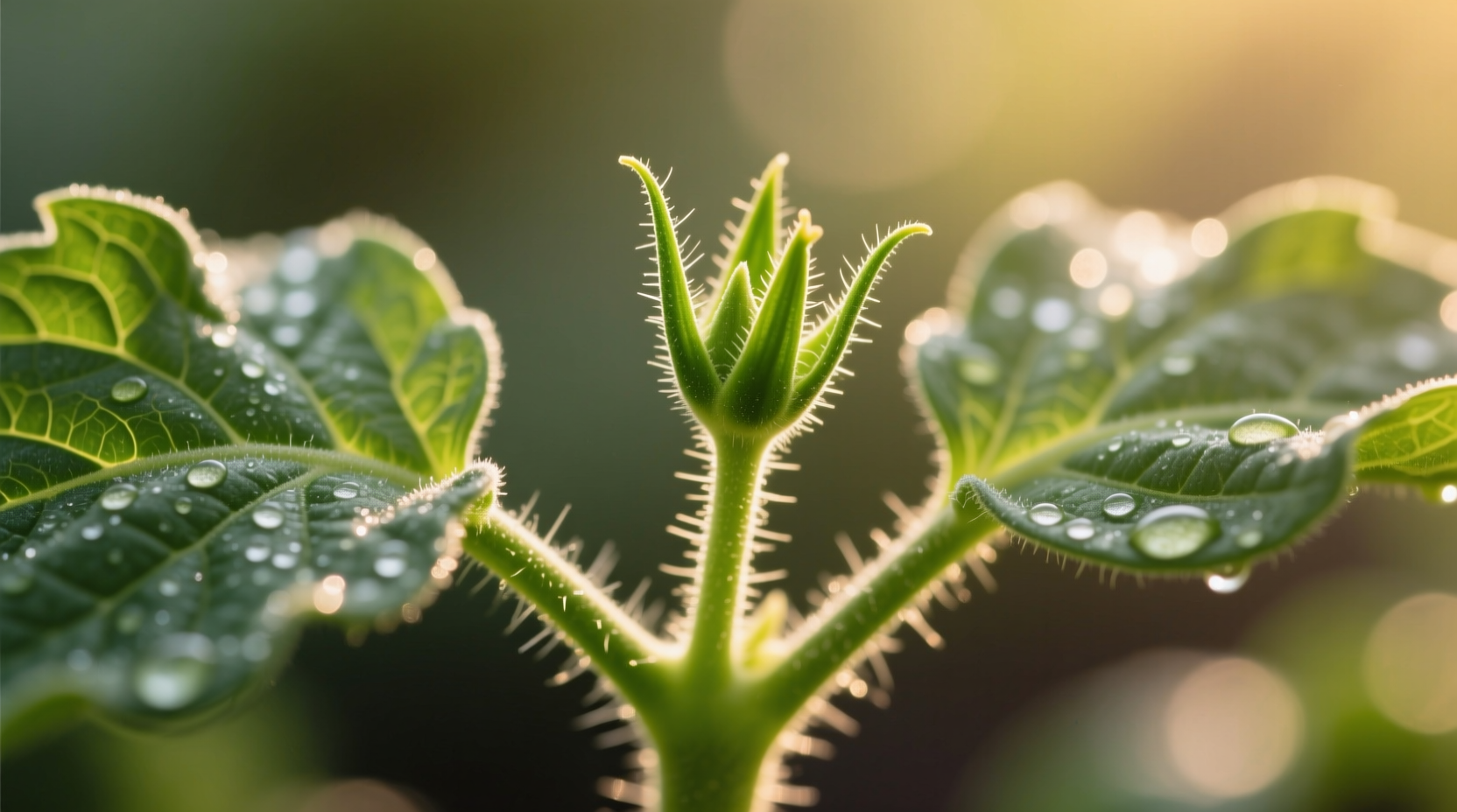 Close-up view of tomato plant sucker growing in leaf axil