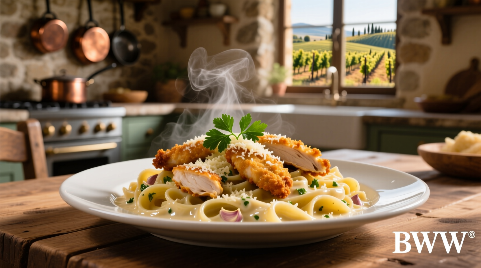 Authentic BWW Parmesan Garlic Chicken Pasta Recipe at Home