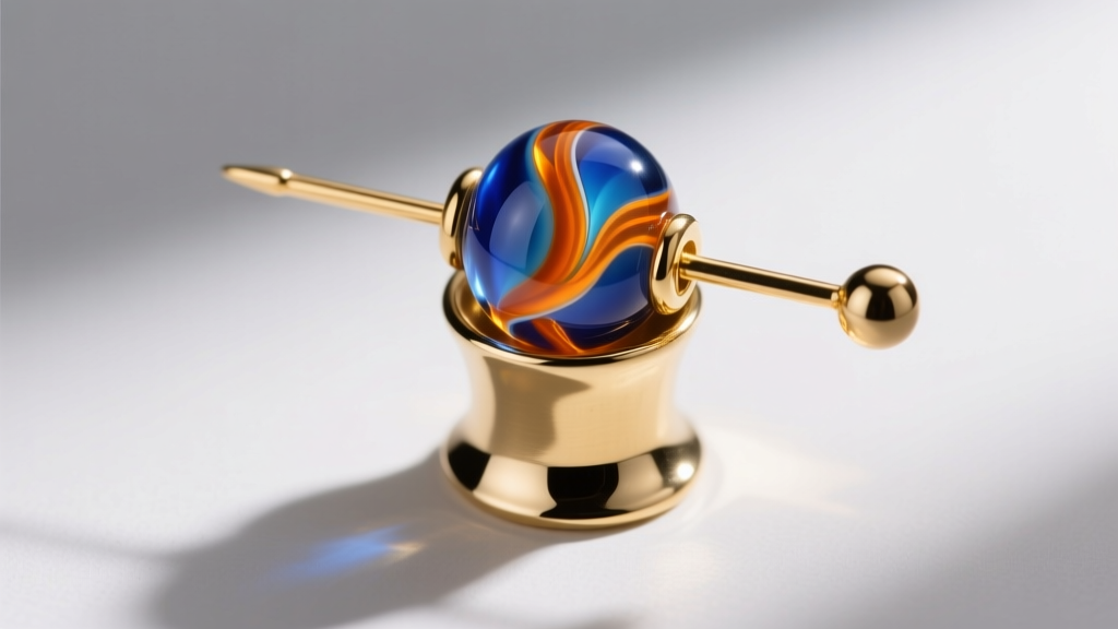 Top view of a gold-filled cup headpin holding a large lampwork bead, showing the wide metal base stopping the bead from slipping out