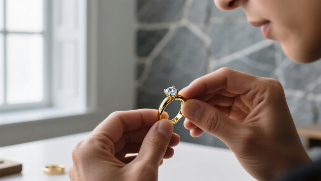 Jeweler's hand gently scrubbing intricate crevices of a thick gold chain link with a soft horsehair brush and mild soapy lather