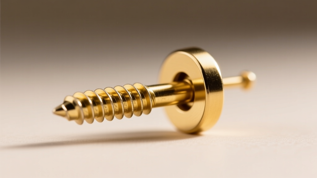 Macro photography of a 20-gauge gold screw-back earring mechanism, highlighting the threaded post and smooth, rounded safety nut