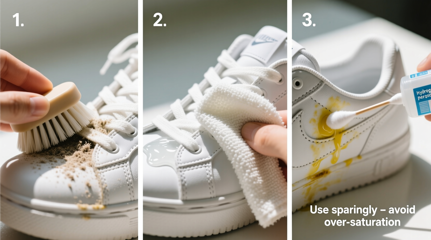 how to clean white shoes without yellowing the fabric