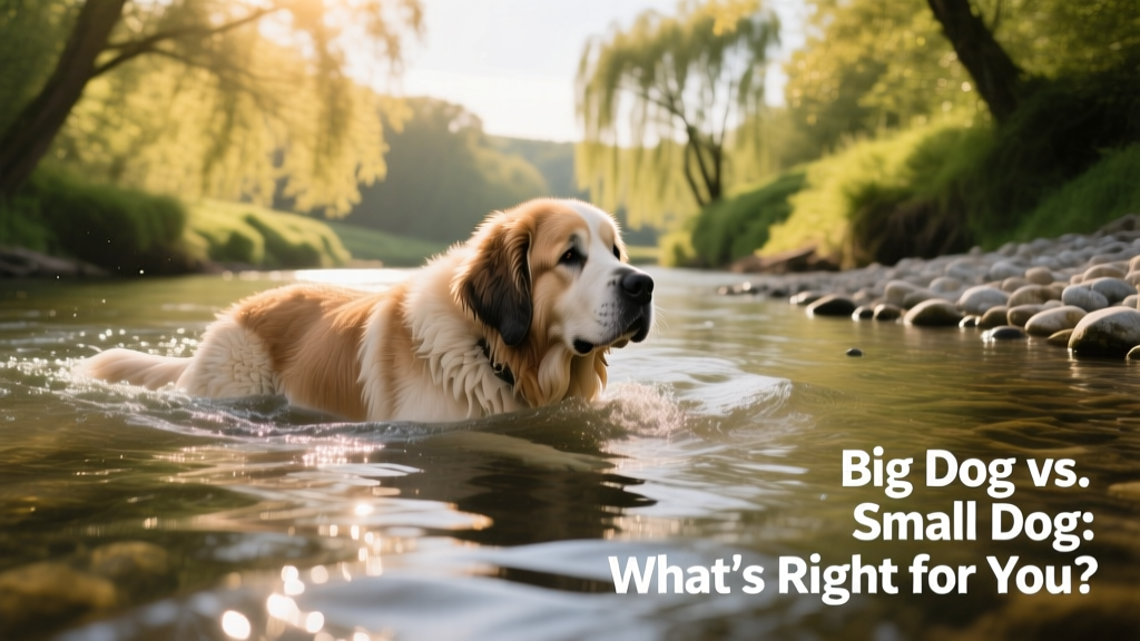 A gentle Newfoundland swimming confidently in a clear, slow-moving river