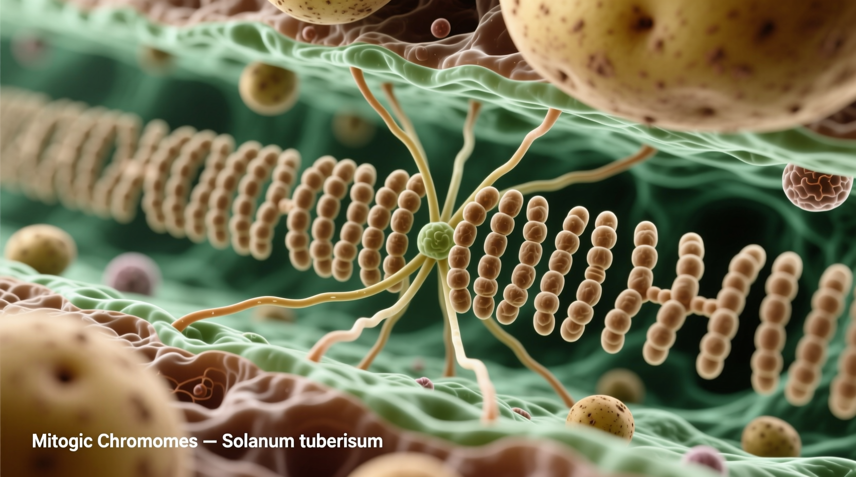 Microscopic view of potato chromosomes during cell division