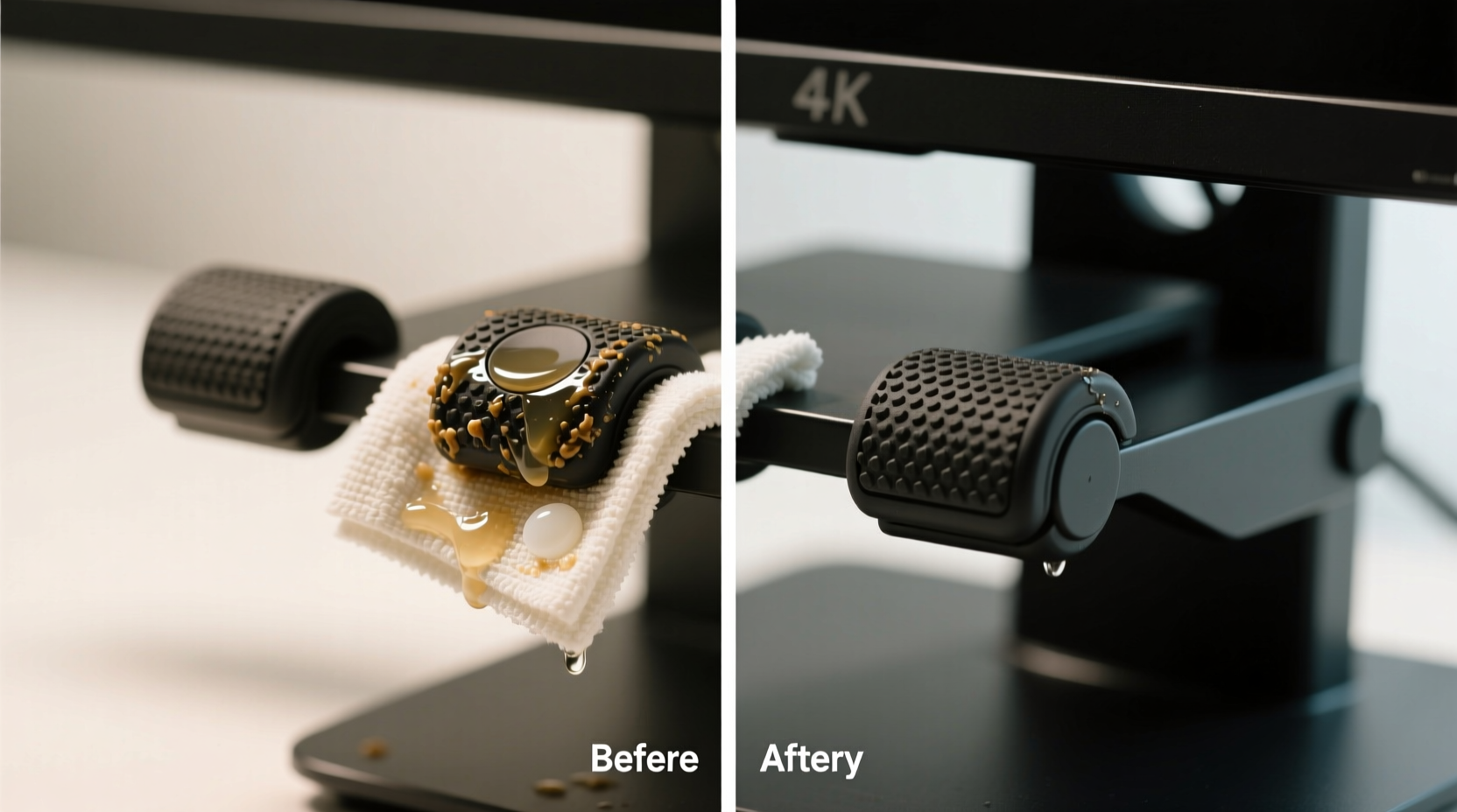 how to clean gaming monitor stands with textured rubber grips