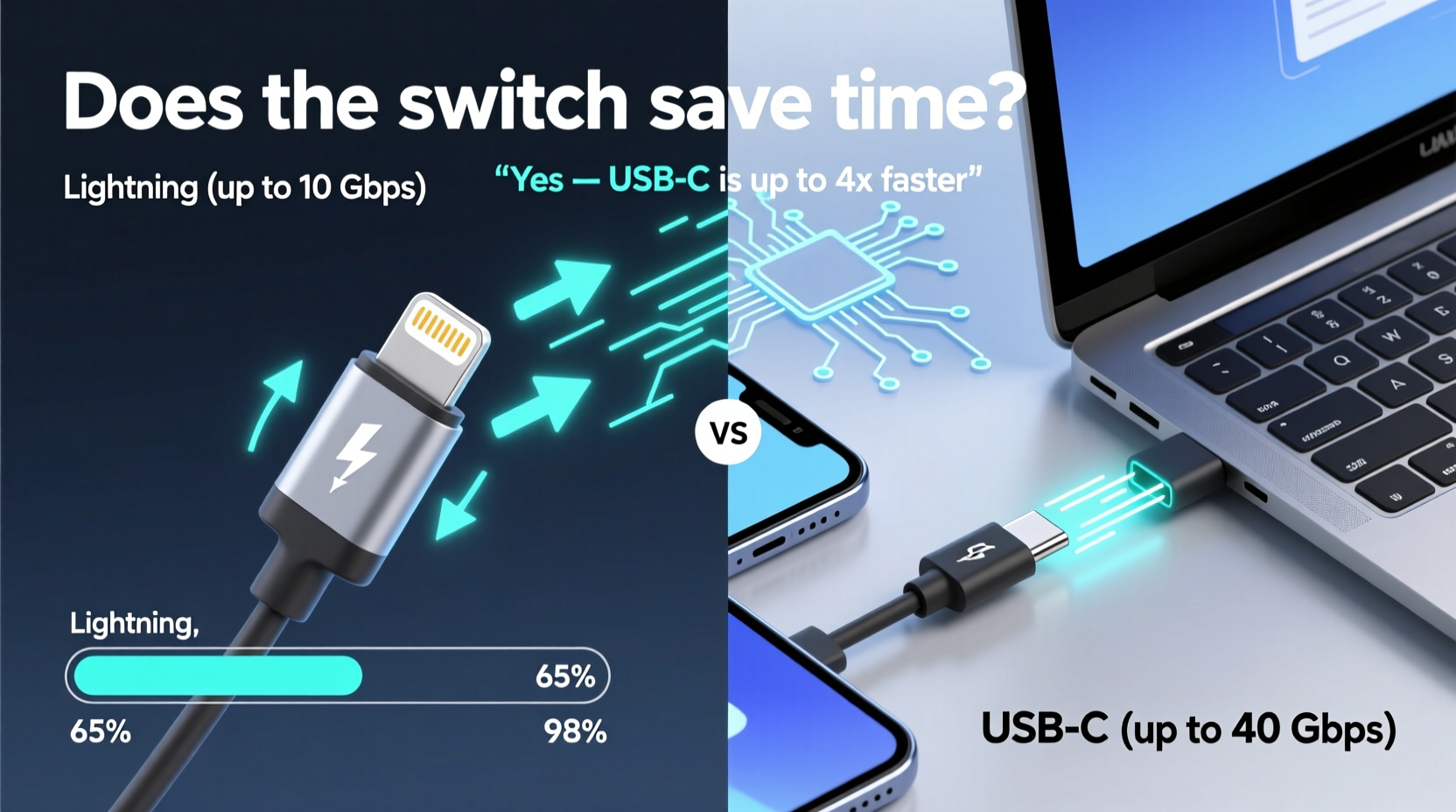 lightning cable vs usb c transfer speeds does the change actually save time