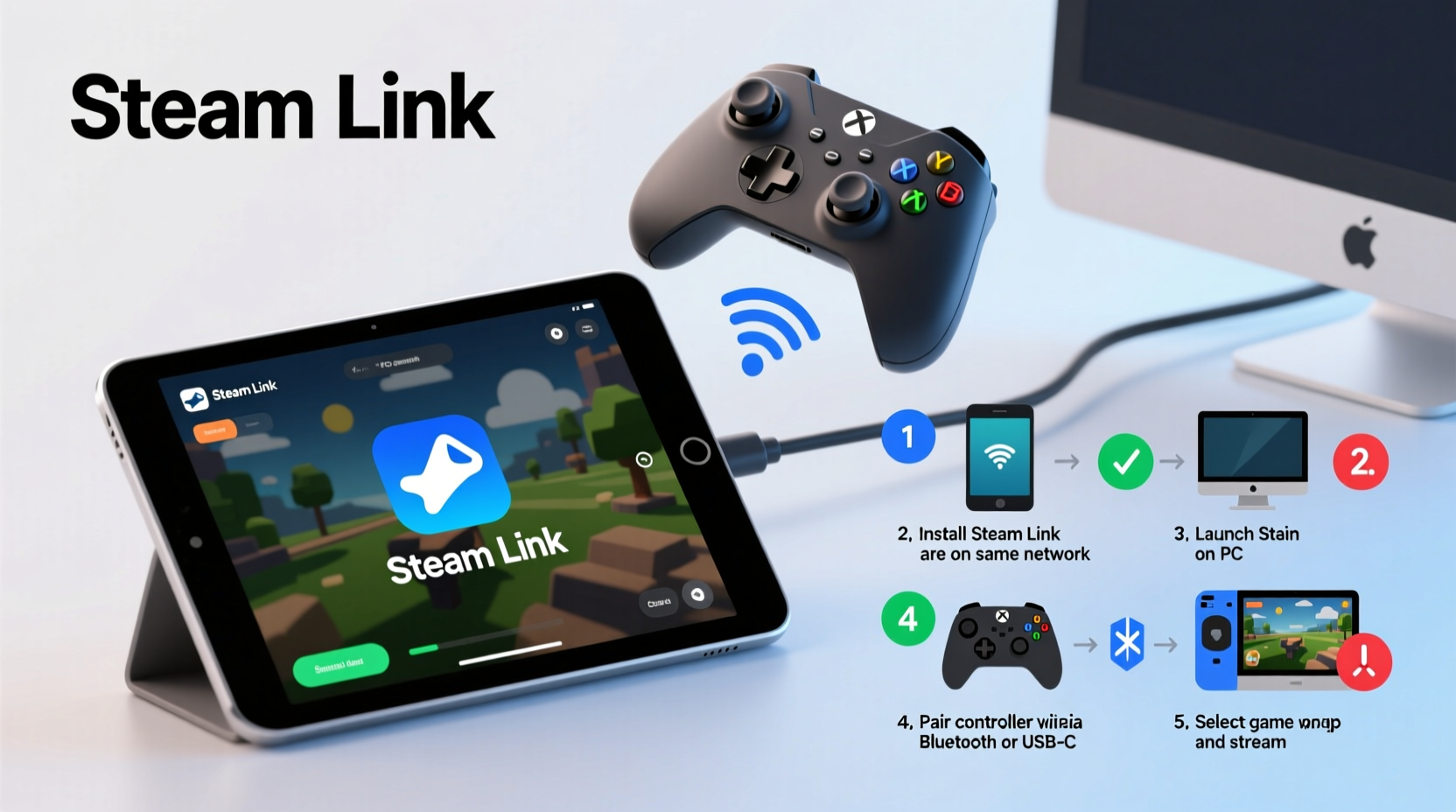 how to stream pc games to ipad using steam link and controller setup