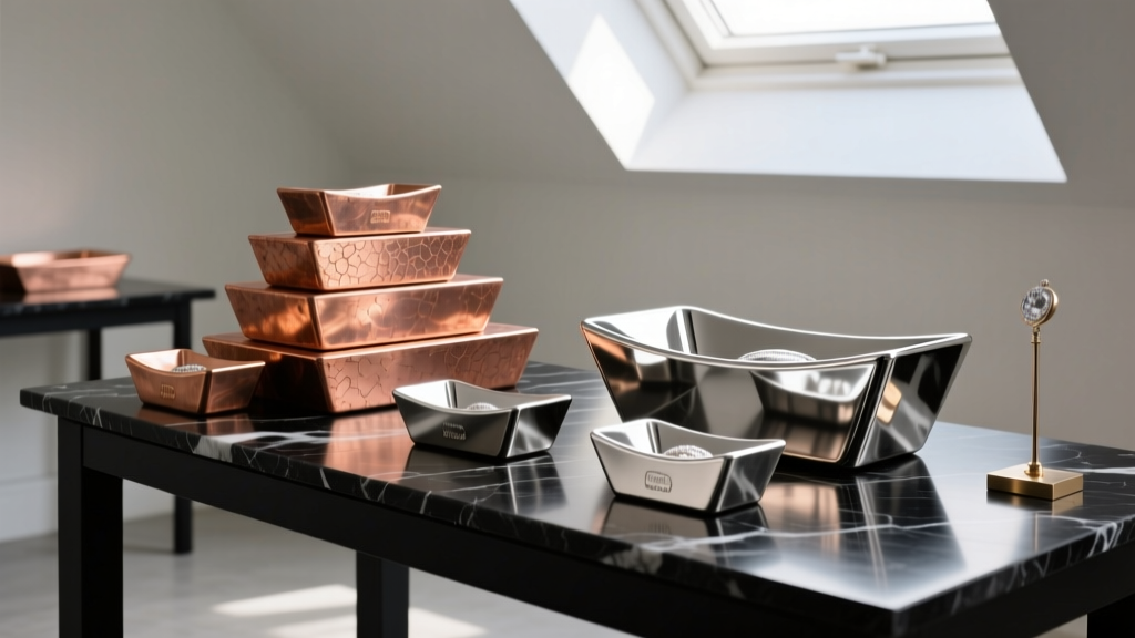 Raw copper and silver ingots on a jeweler