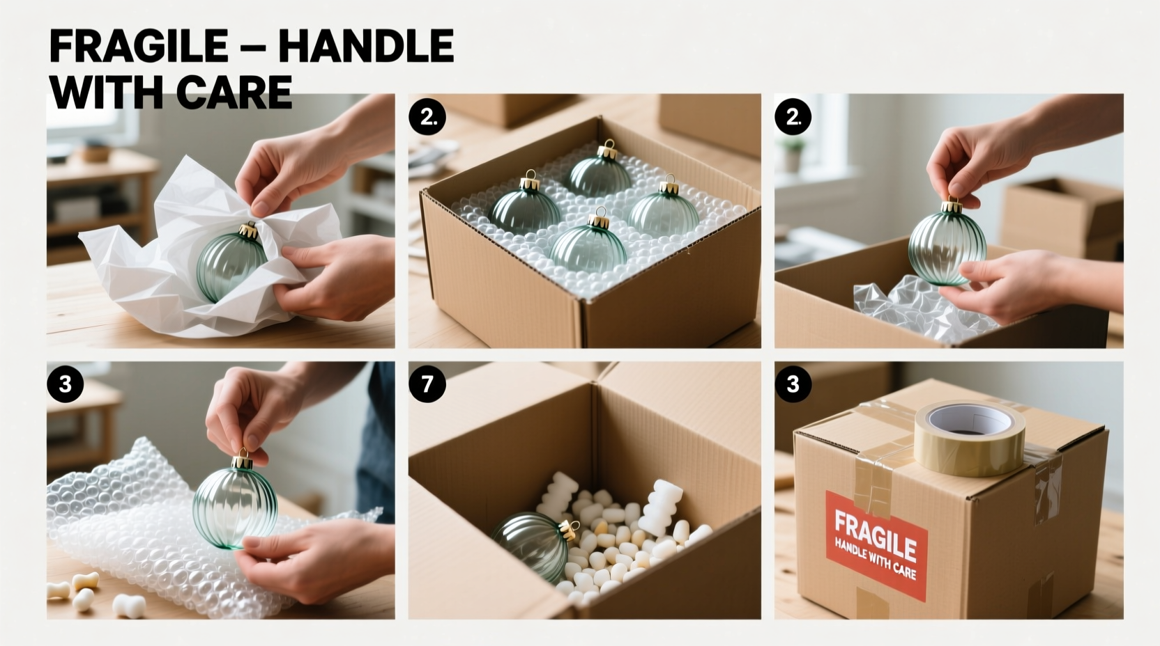 how to pack fragile glass ornaments for moving without shattering