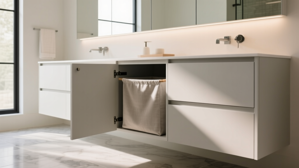 Bathroom Cabinet with Built-in Hamper: Smart Storage