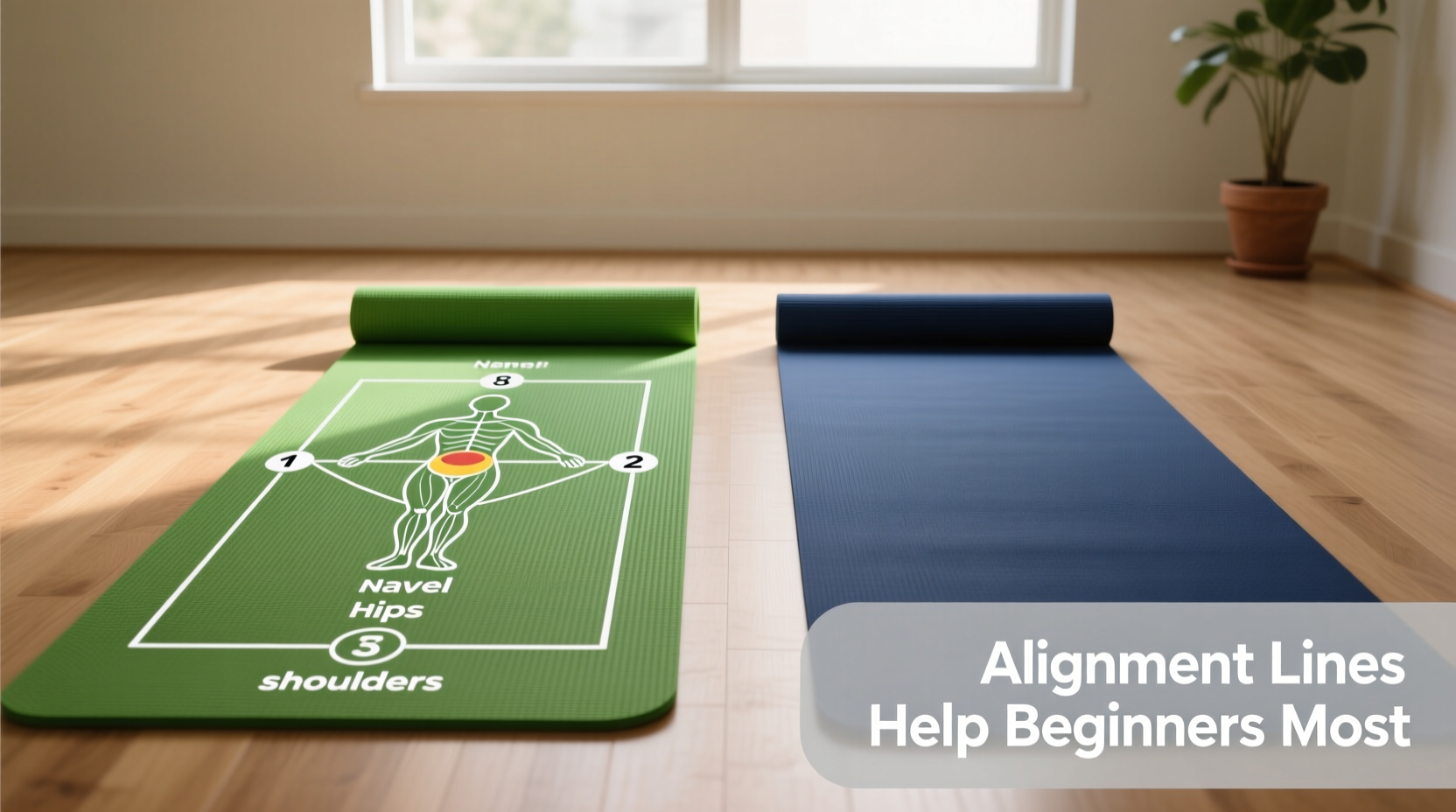 yoga mats with alignment lines vs plain mats which helps beginners most
