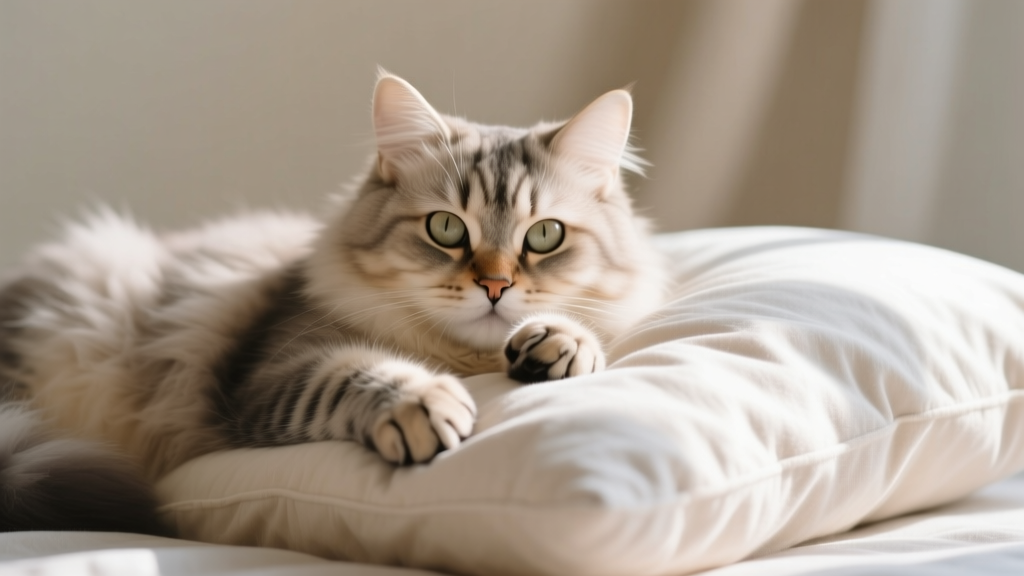 Cat Paw Holding the Pillow Corner: Nesting Action