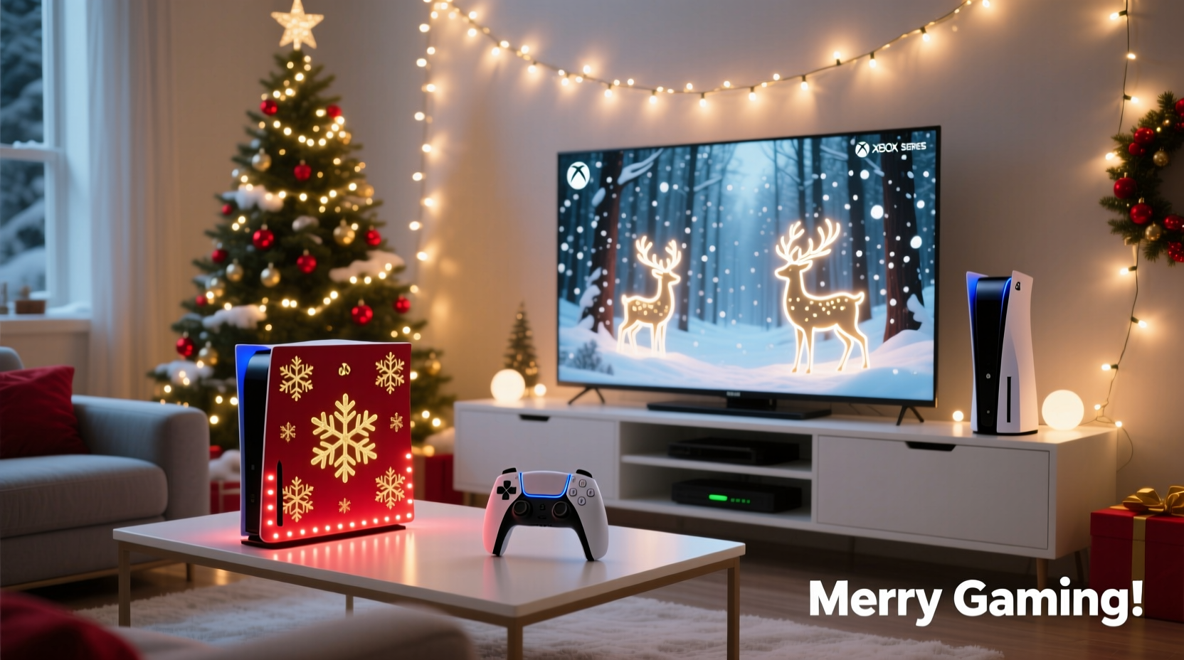 how to use gaming console themes to match your christmas light setup