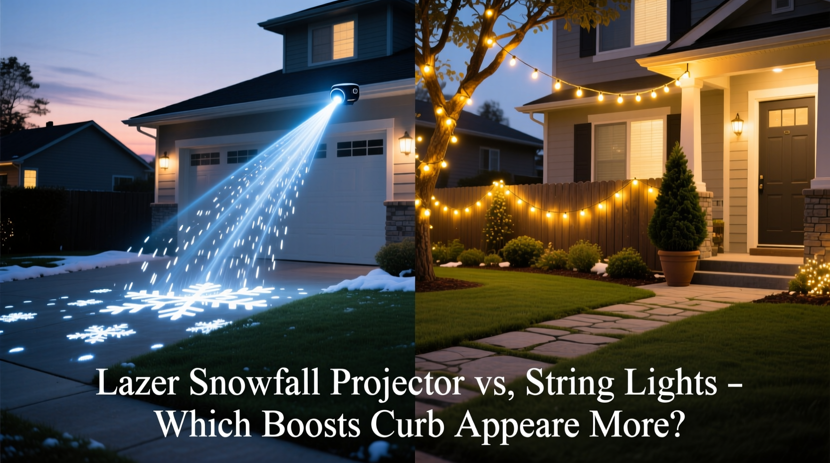is a laser snowfall projector better than string lights for curb appeal