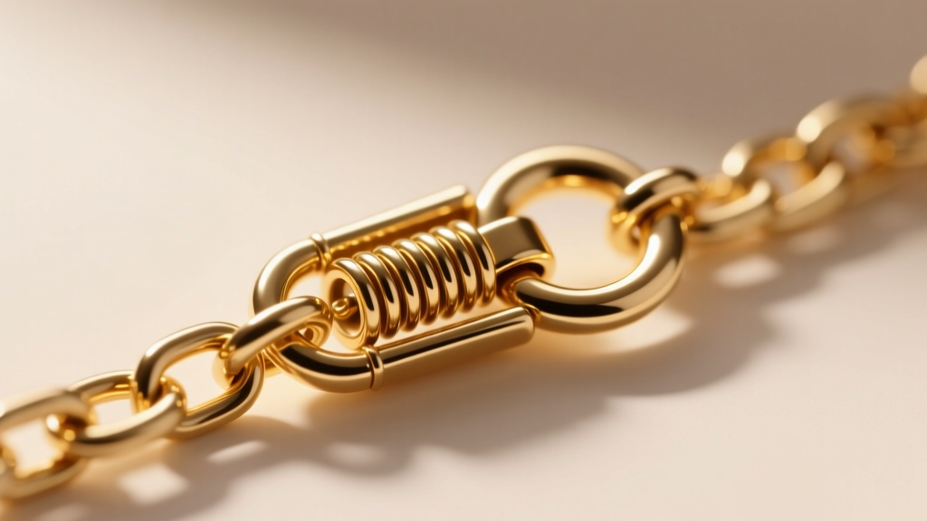 Close-up of a 5mm lobster clasp on a gold chain, highlighting the spring mechanism and a cleanly soldered jump ring connection.