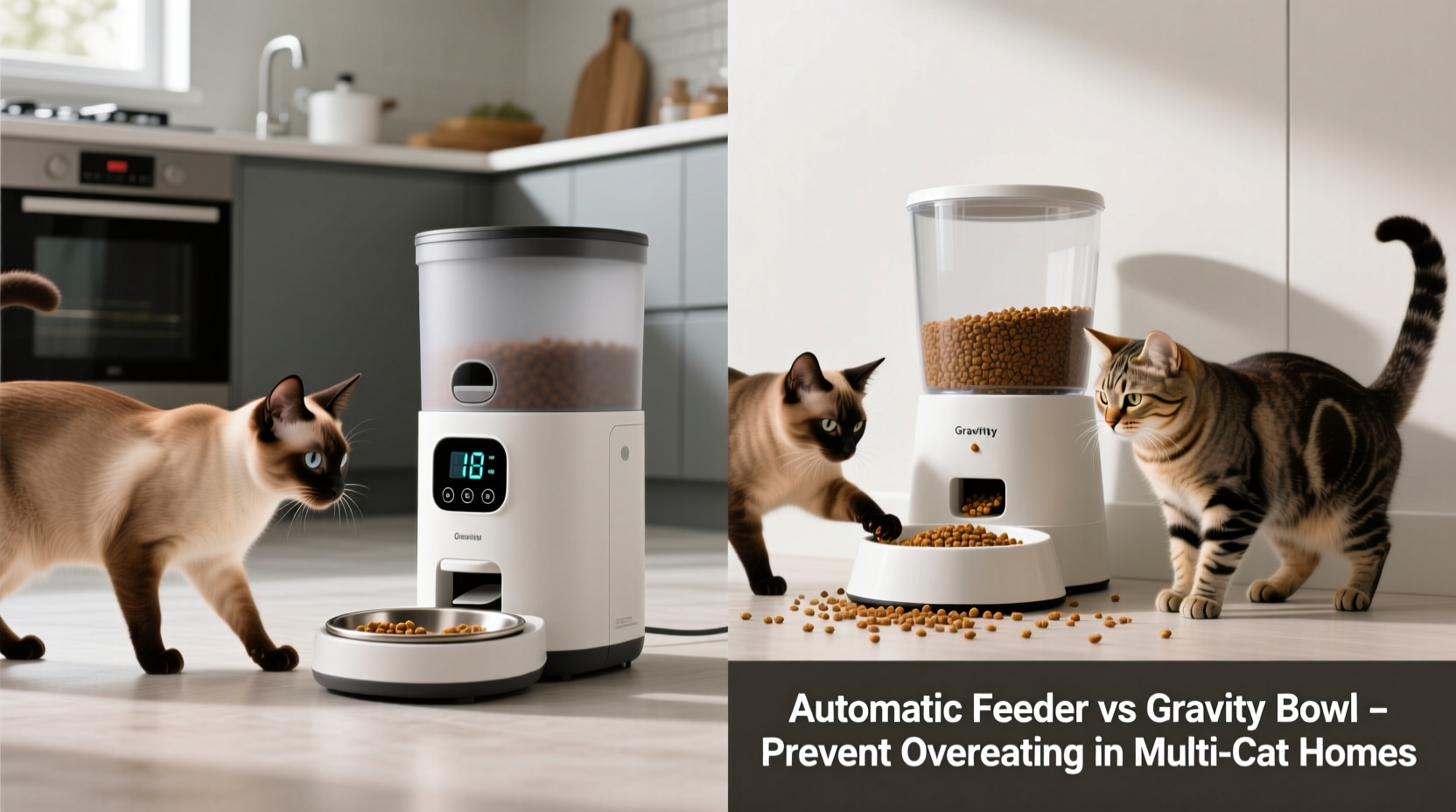 automatic cat feeder vs gravity bowl which prevents overeating in multi cat homes