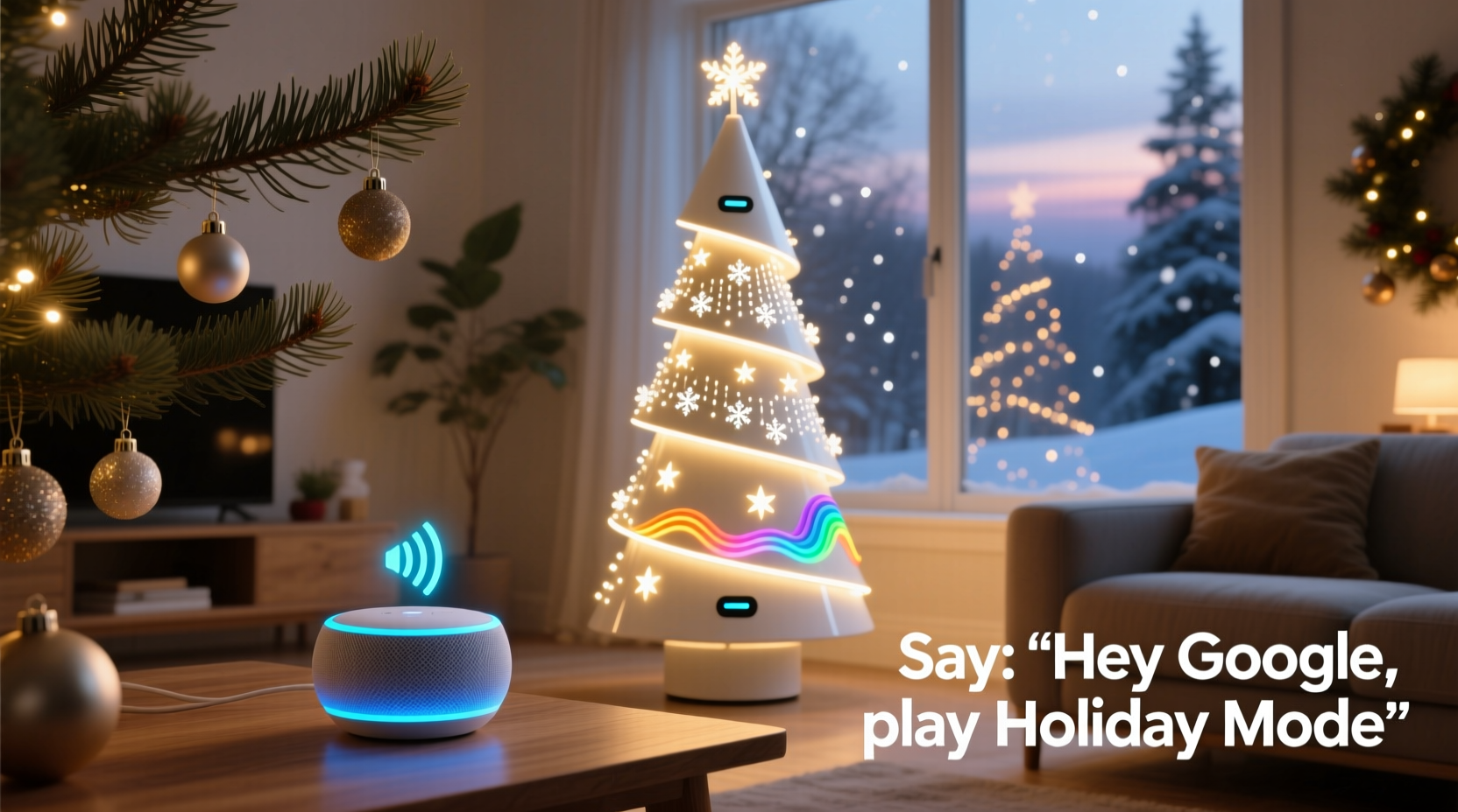 voice activated tree commands with google home holiday shortcuts