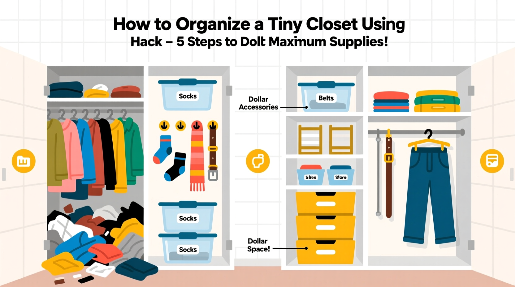 how to organize a tiny closet using only dollar store supplies