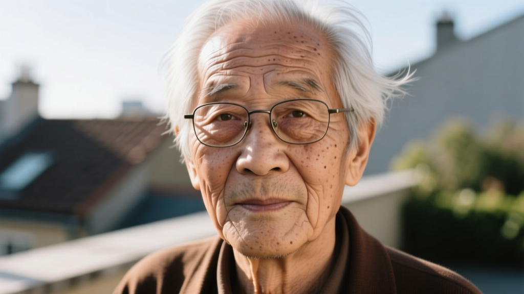 Close-up of an elderly man's hands holding a bright red Flipper Big Button universal remote control with the magnetic advanced-button cover slid down