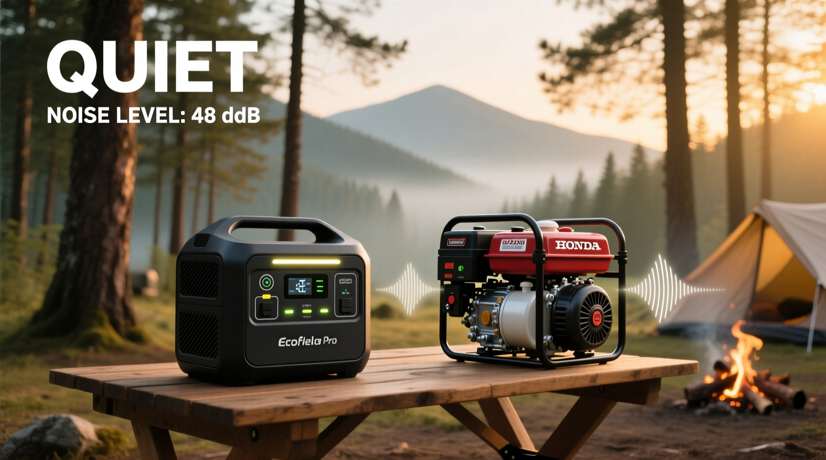 portable power station vs generator which is quieter for camping