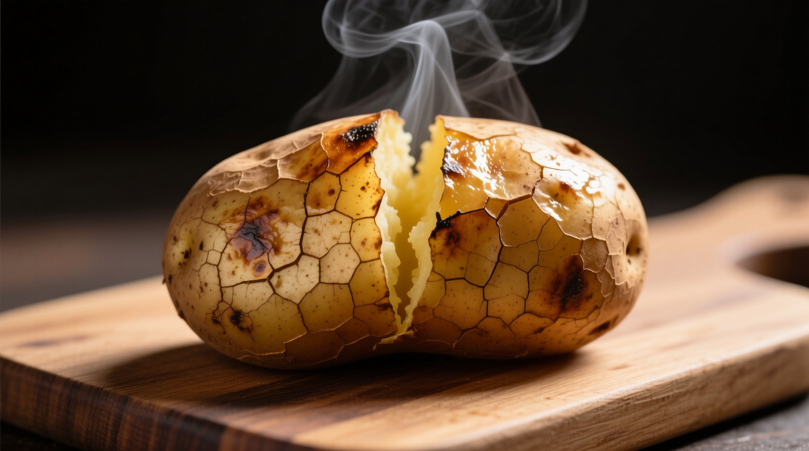 Perfectly baked russet potato with crispy skin