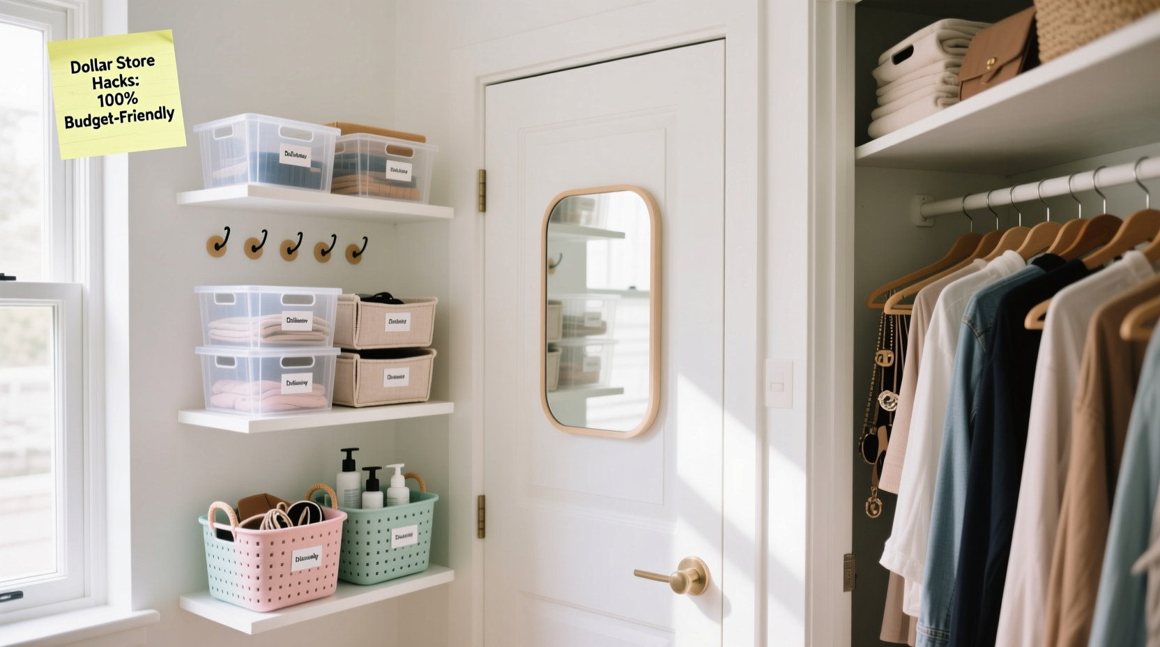 how to organize a tiny closet using only items from dollar stores