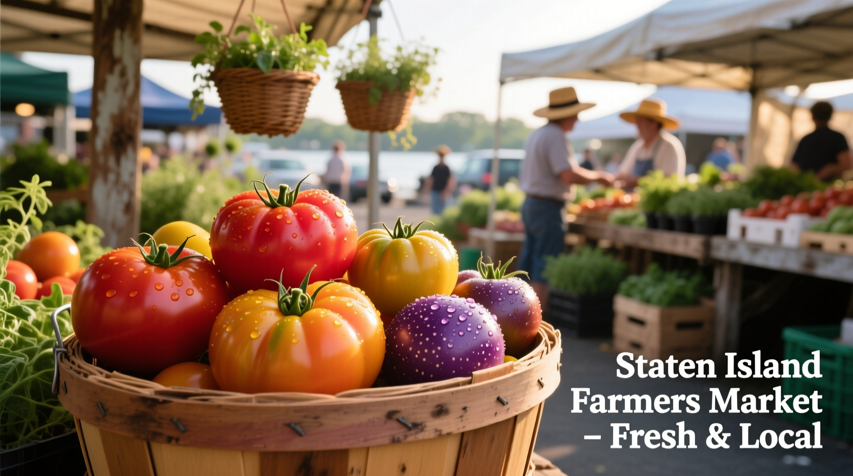 Fresh heirloom tomatoes at Staten Island farmers market