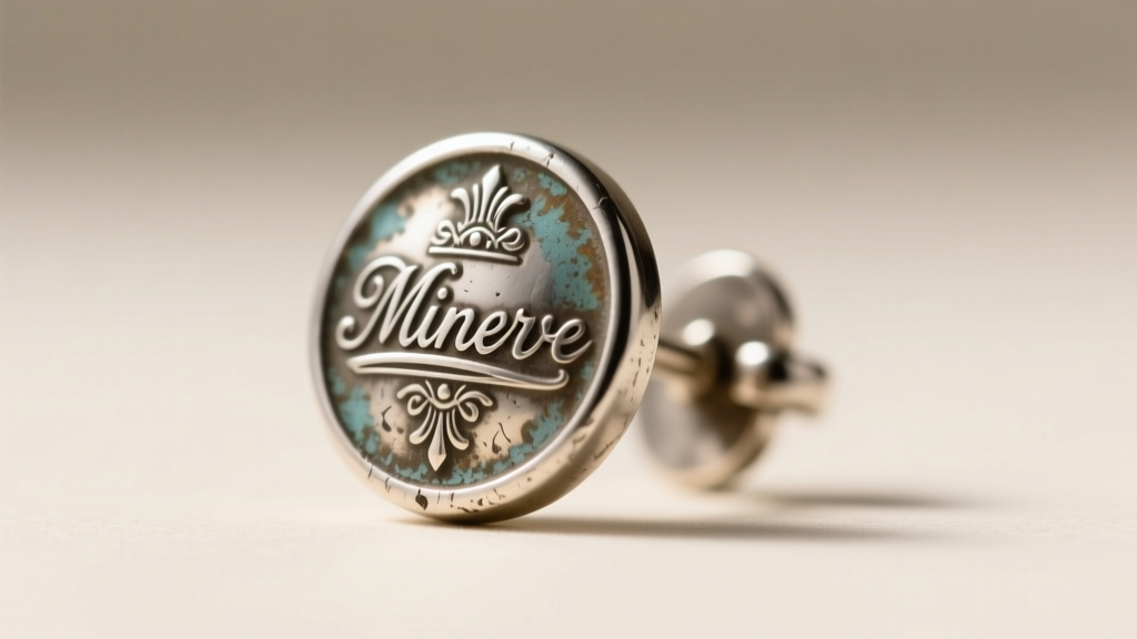 Close-up of a tarnished silver earring clasp showing a stamped French Minerve hallmark viewed through a jeweler's loupe.