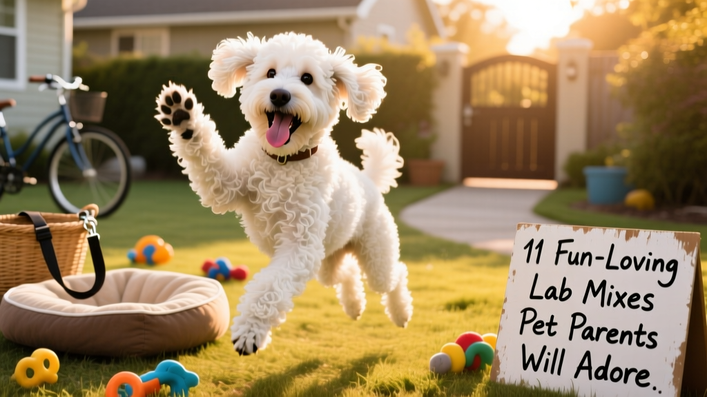 white labradoodle with wavy fur and lab bod