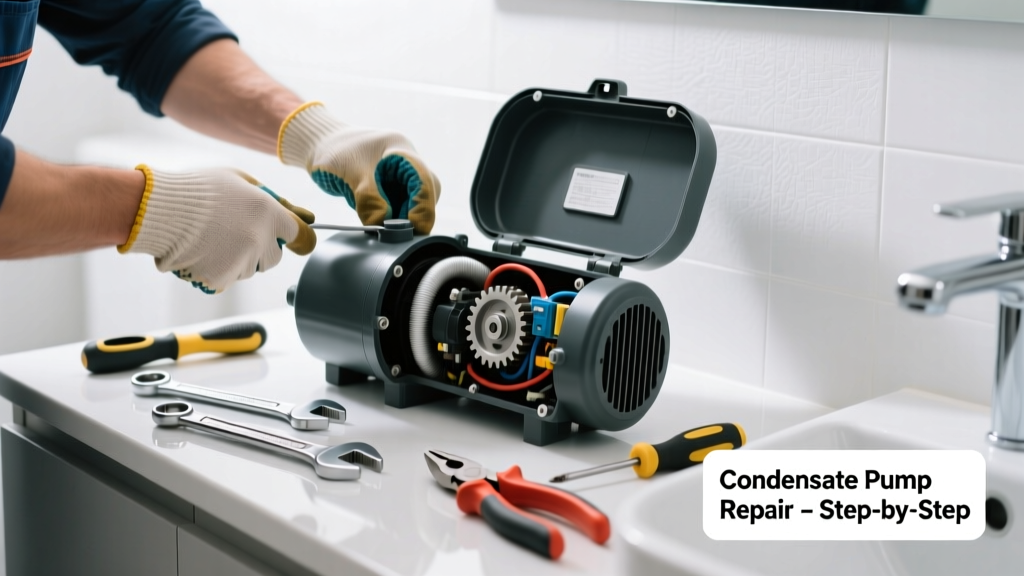 Fixing a Failed Condensate Pump in the Bathroom