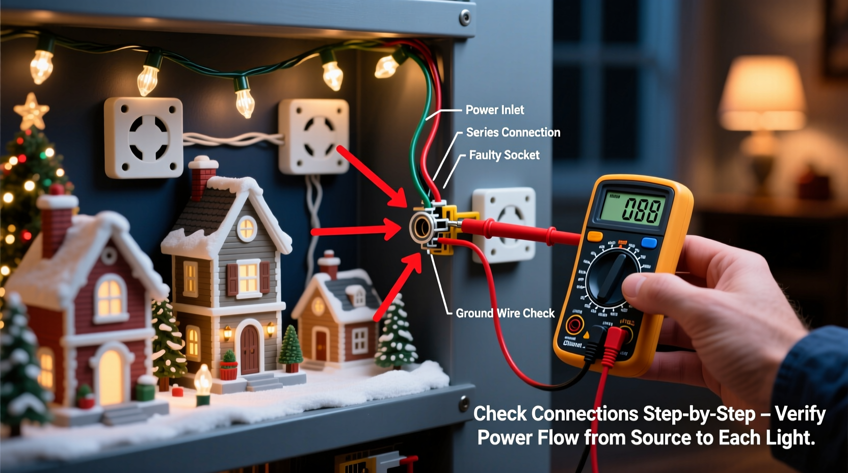 why is my christmas village not getting power and how to check connections