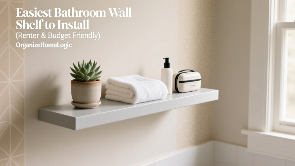 Easiest Renter-Friendly Bathroom Wall Shelf (Under $30)