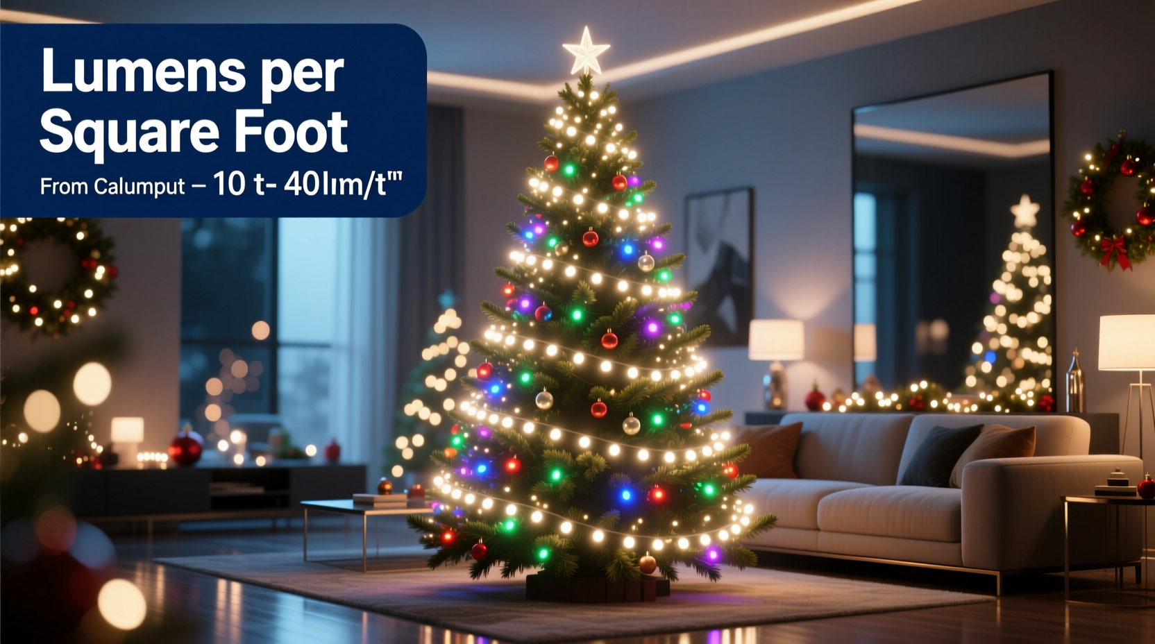 christmas tree light brightness calculator lumen output needed per square foot of tree