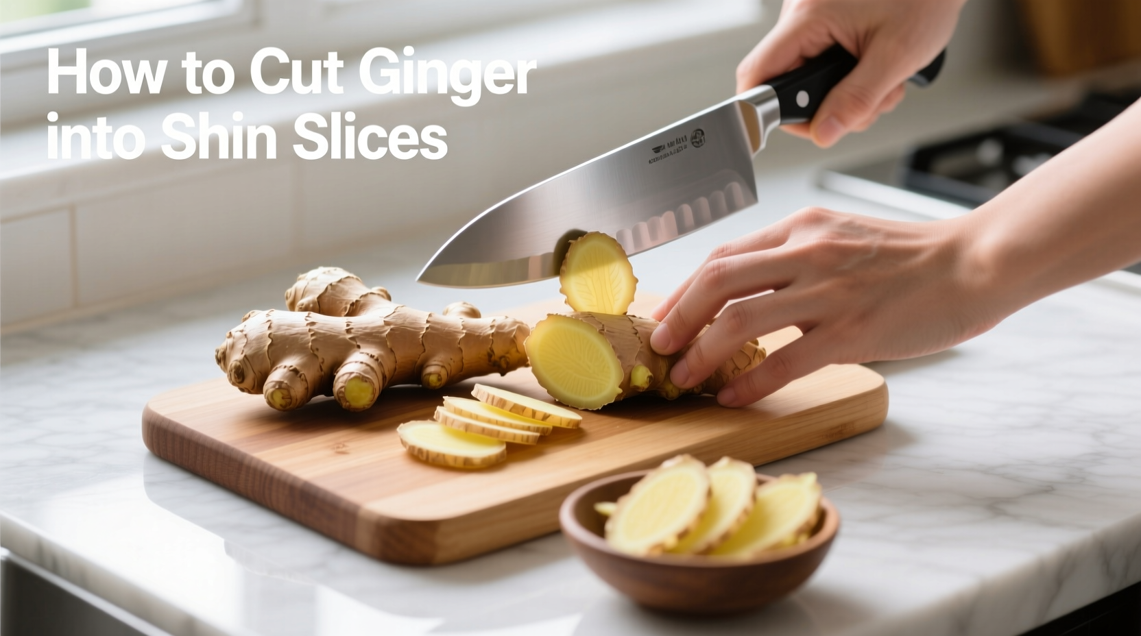 how to cut ginger into thin slices