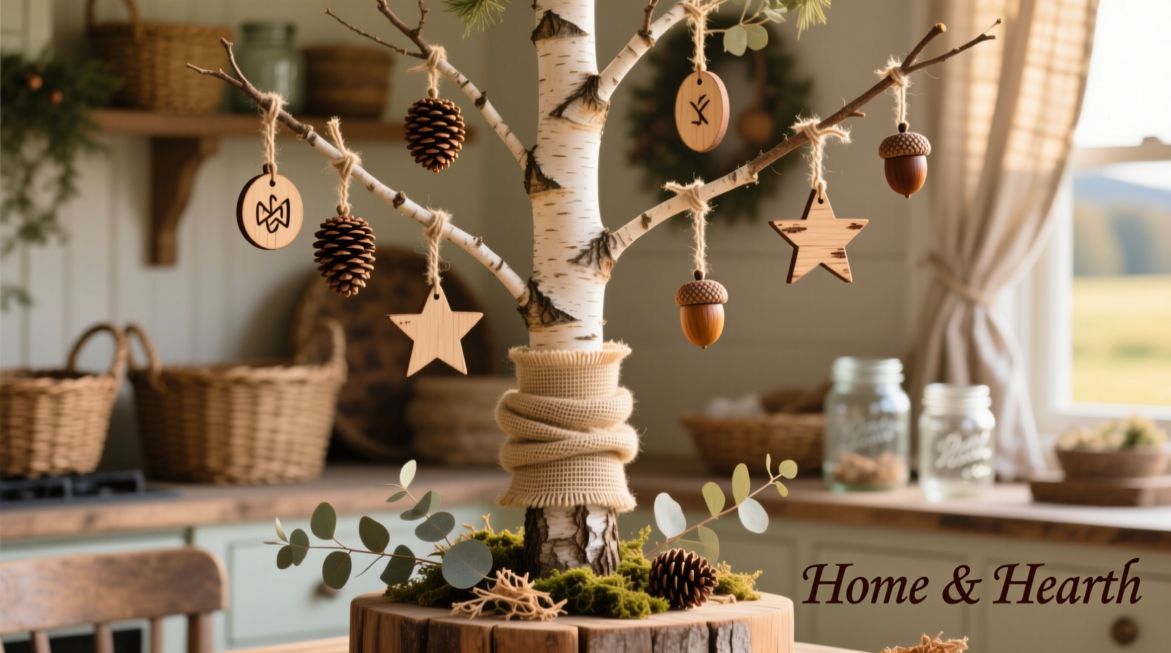 how to create a rustic chic tree with burlap and wood ornaments
