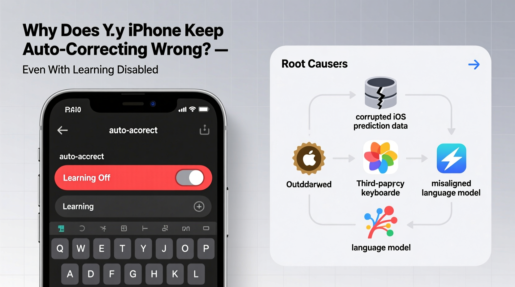 why does my iphone keep autocorrecting wrong even with learning disabled