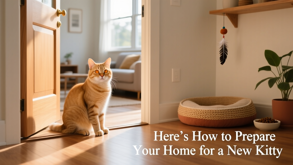 A relaxed adult cat sitting calmly beside an open door, looking toward the rest of the home with curiosity—not fear