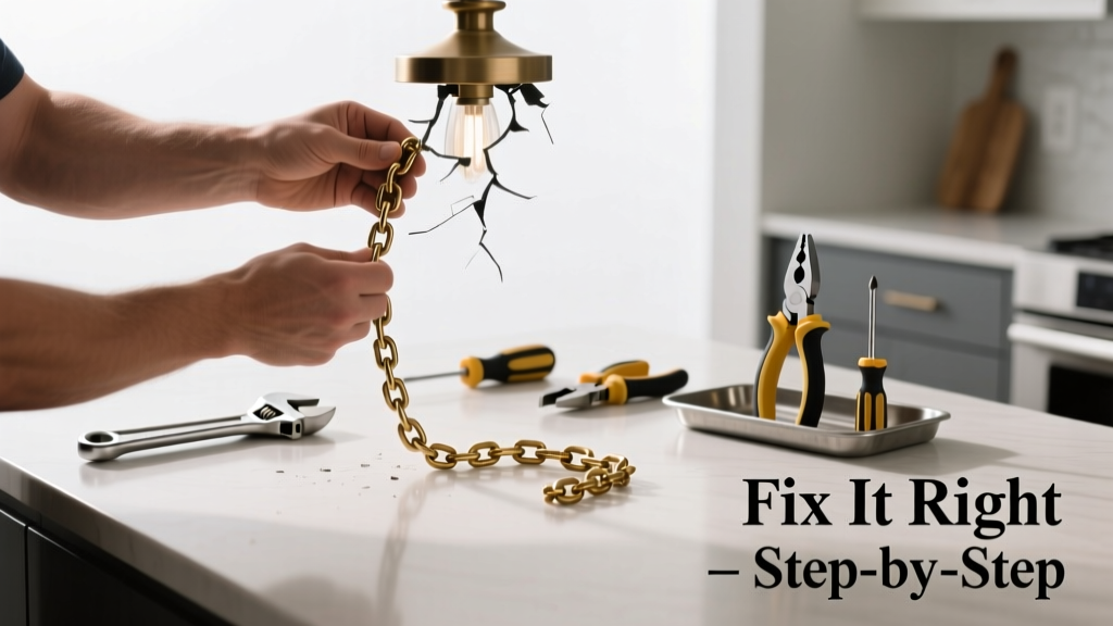 Fixing a Broken Chandelier Chain in the Kitchen