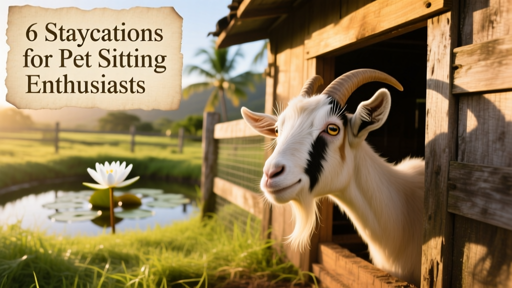 A goat peering into a chicken coop on a sunny Hawaiian farm