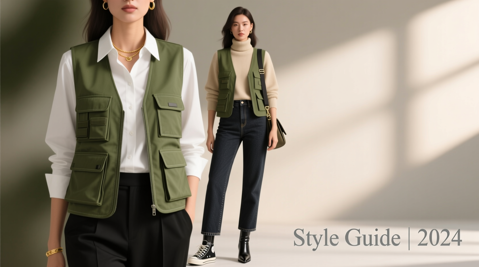 how to style a utility vest for women in both casual and office settings