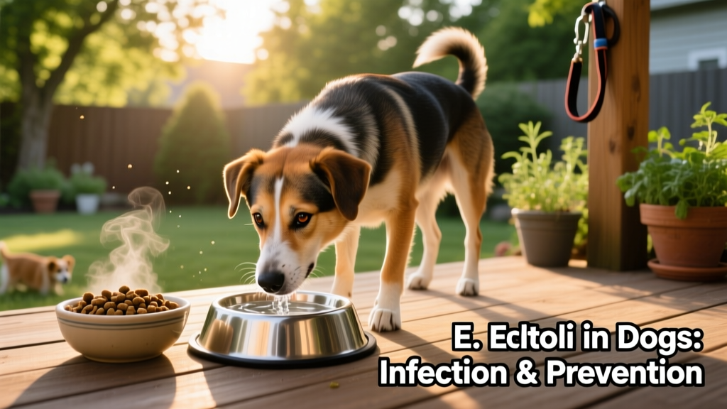 A healthy dog drinking clean water from a stainless-steel bowl, with fresh food nearby