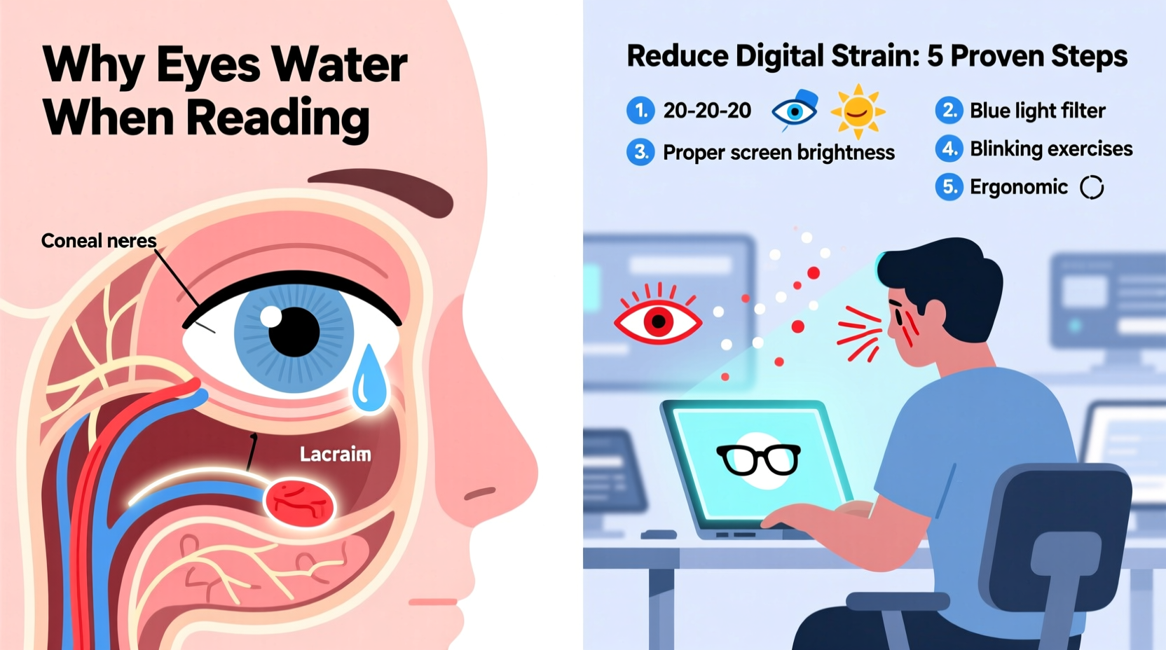 why do my eyes water when i read and how to reduce digital strain
