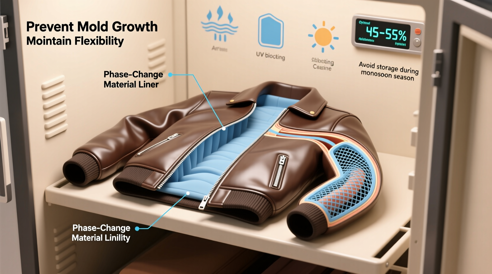 leather jacket storage in humid apartments