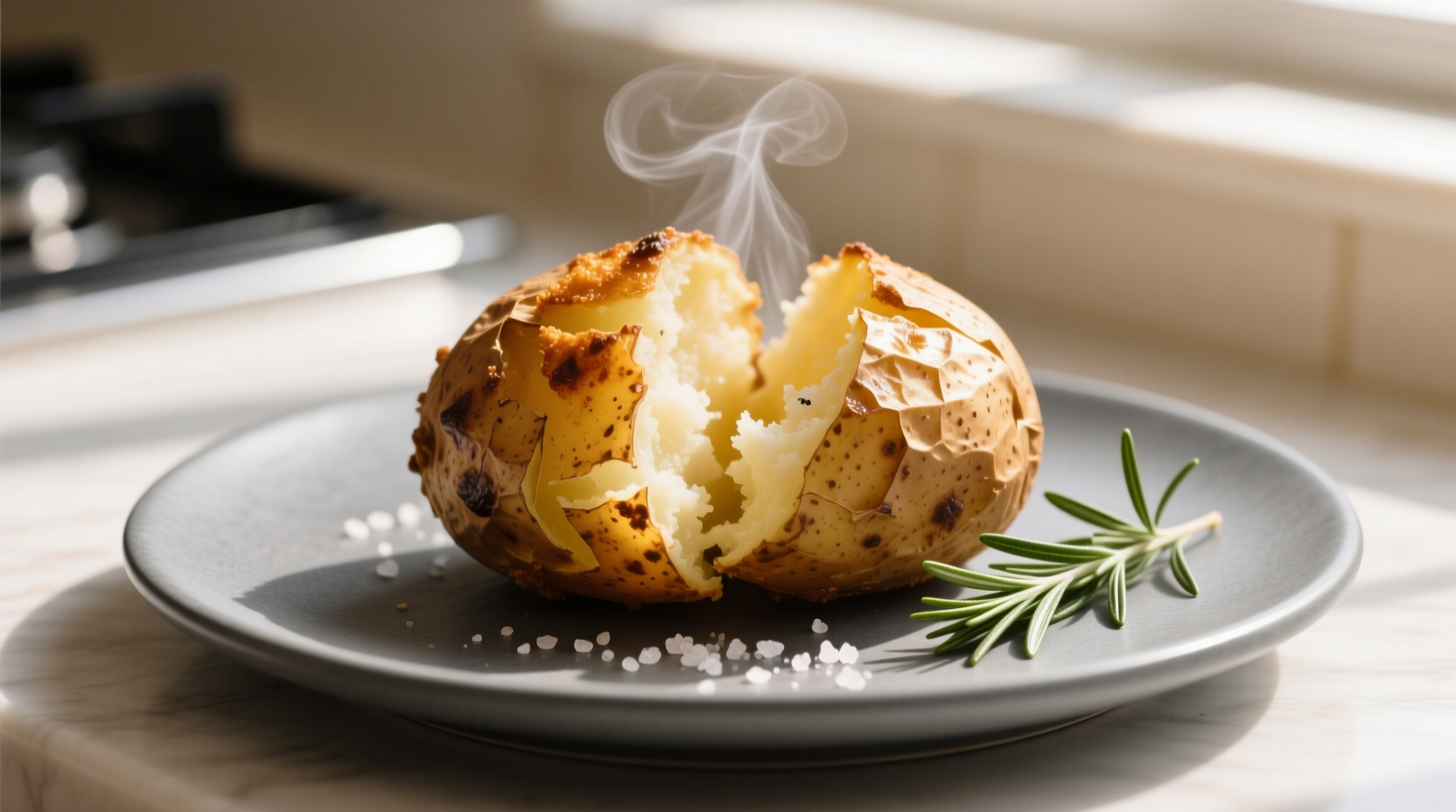 Summer cooking context side-by-side comparison showing air fryer potato skin crispness versus oven version energy efficiency