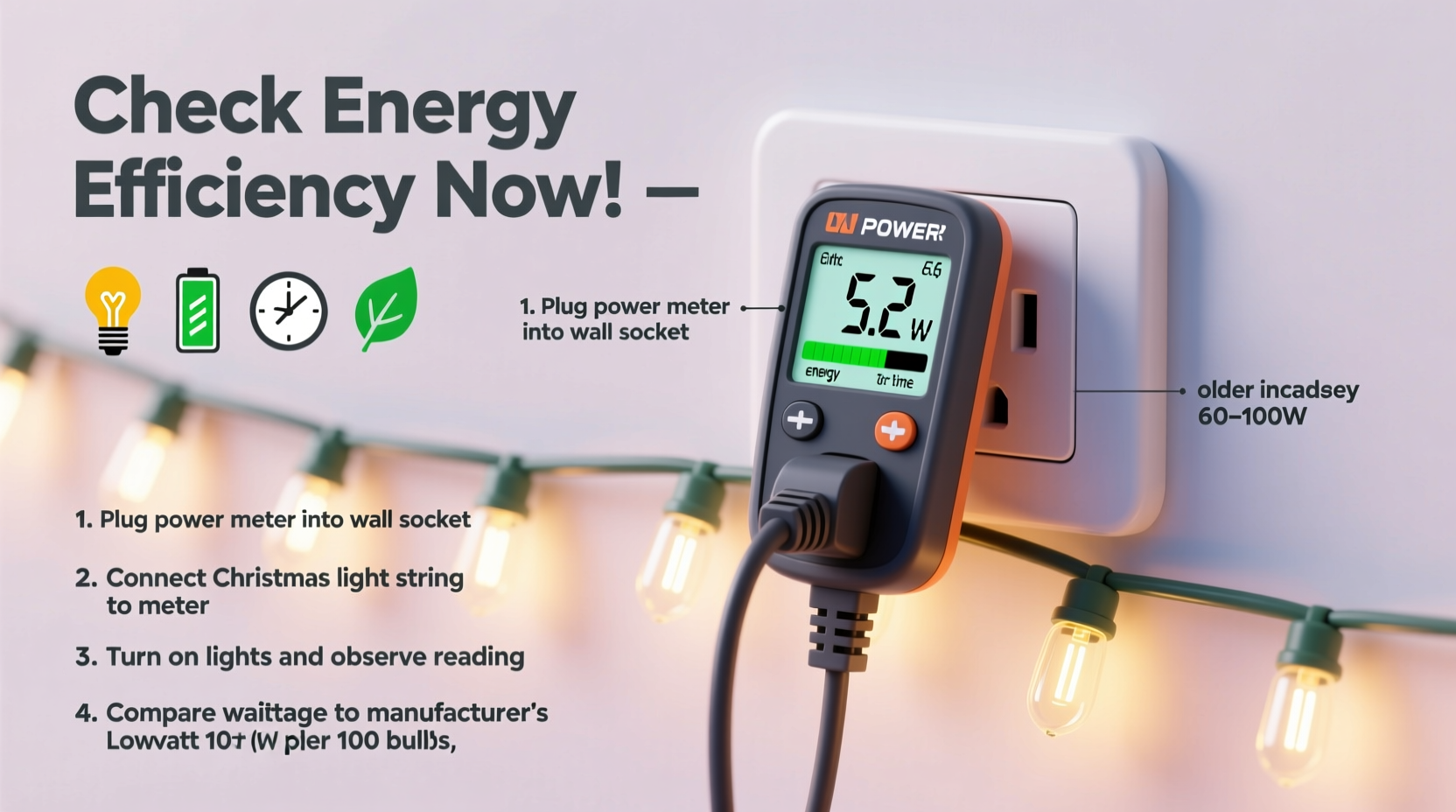 how to use a power meter to check if your christmas lights are energy efficient