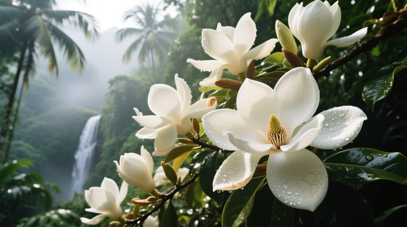 white tropical flowers