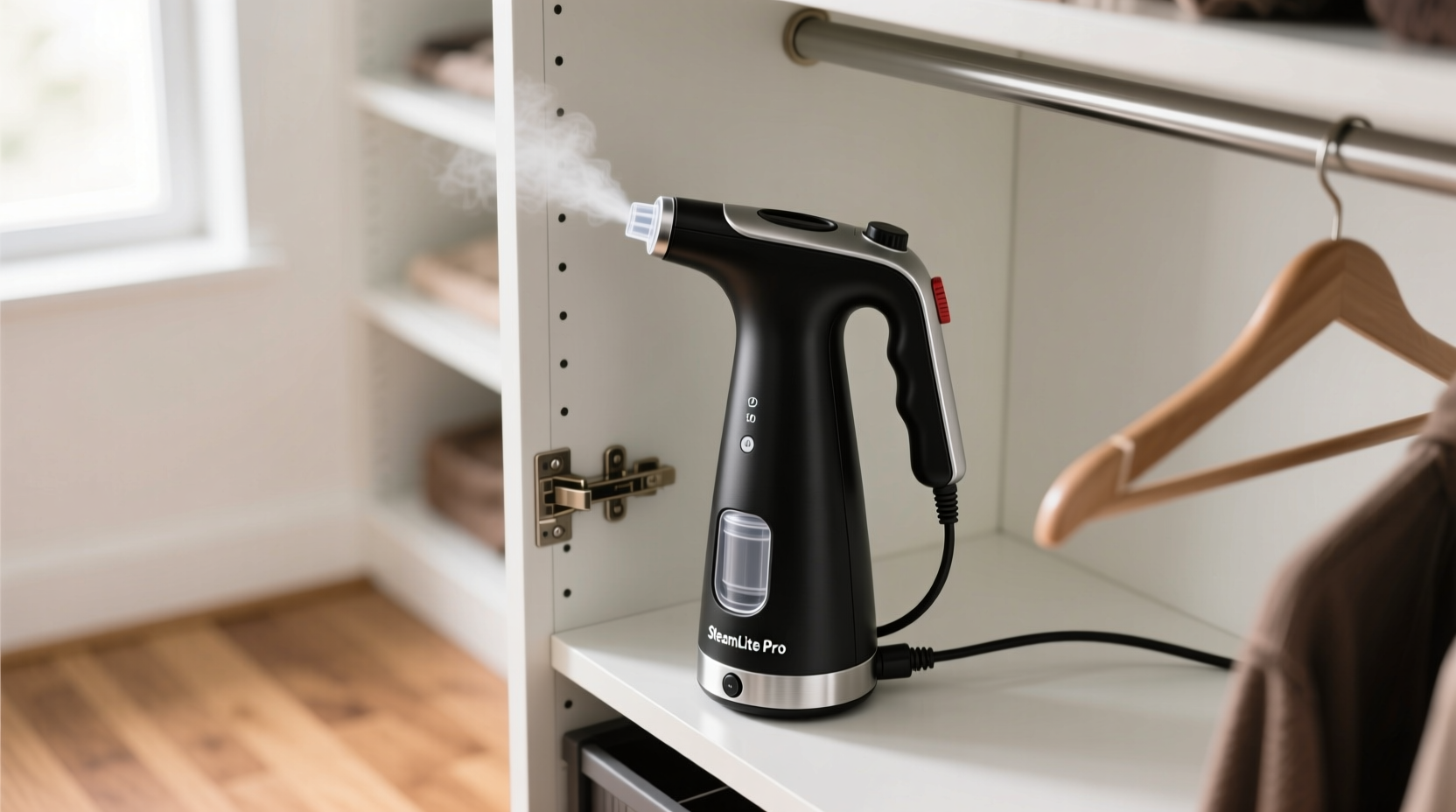 handheld mini steamer for narrow closet cabinets