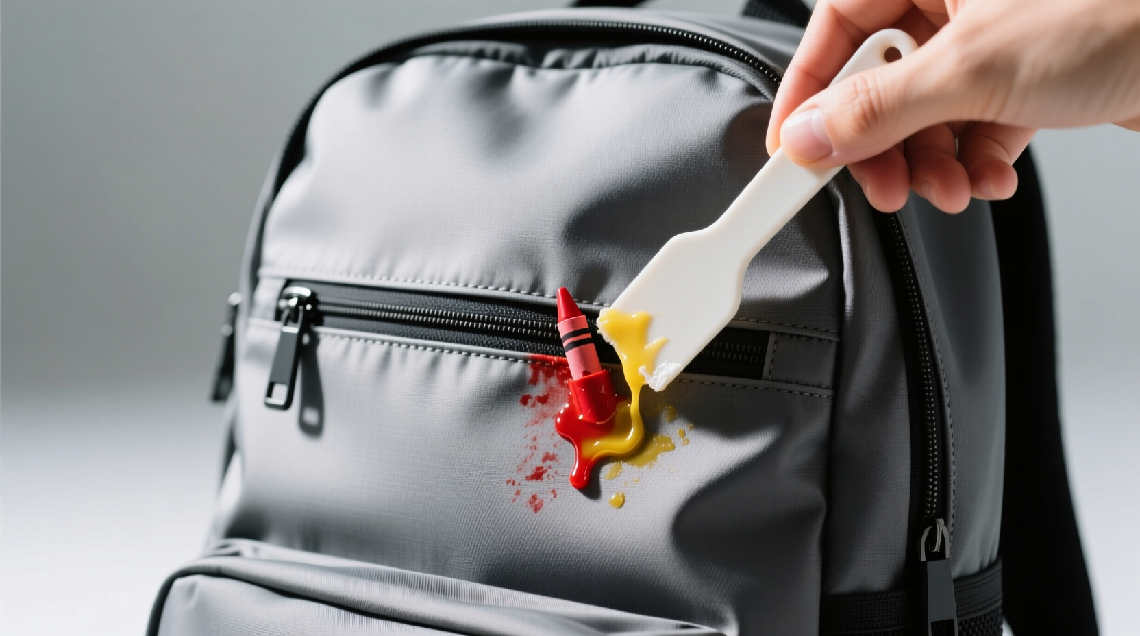 how to remove melted crayon from backpack fabric